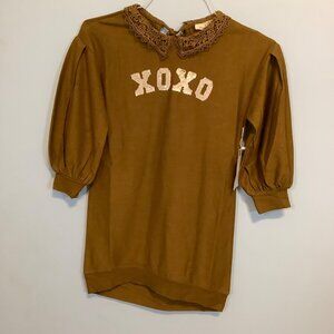 NWT Mia Joy Girl’s Dress Size 8 – XOXO, Puff Sleeve, Crocheted Collar, Holiday